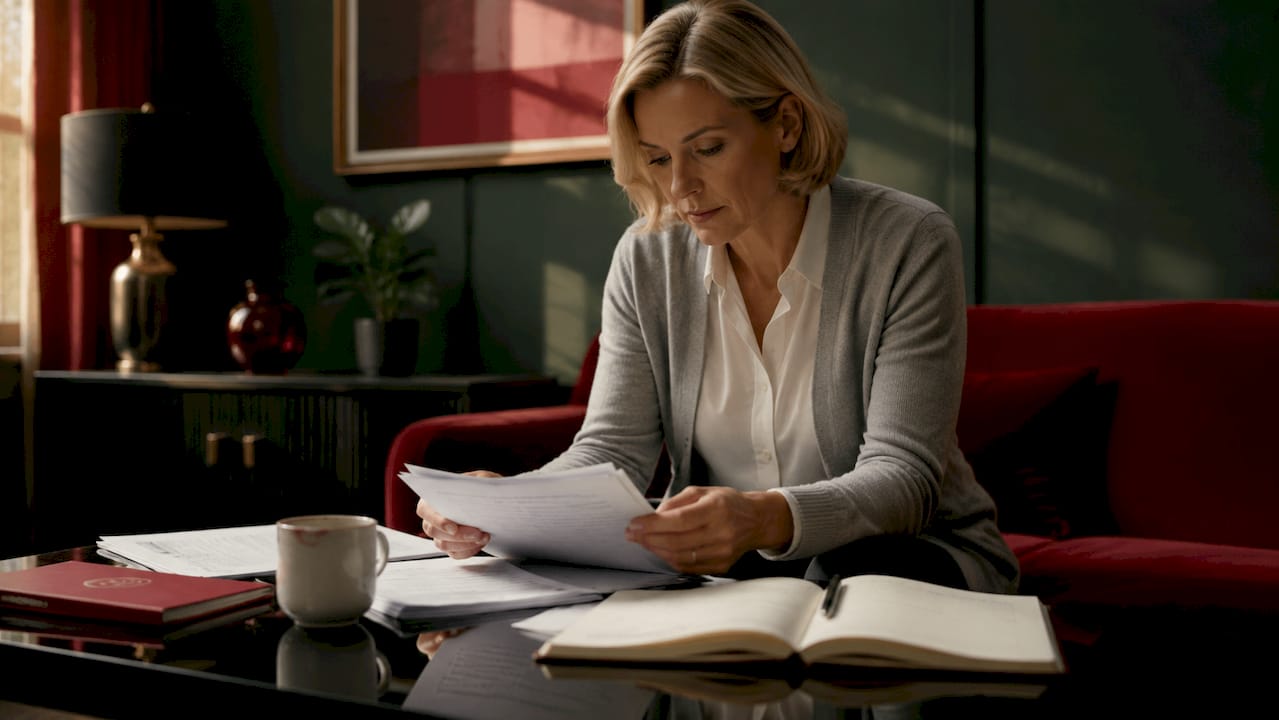 Woman reviewing nicotine regulation documents