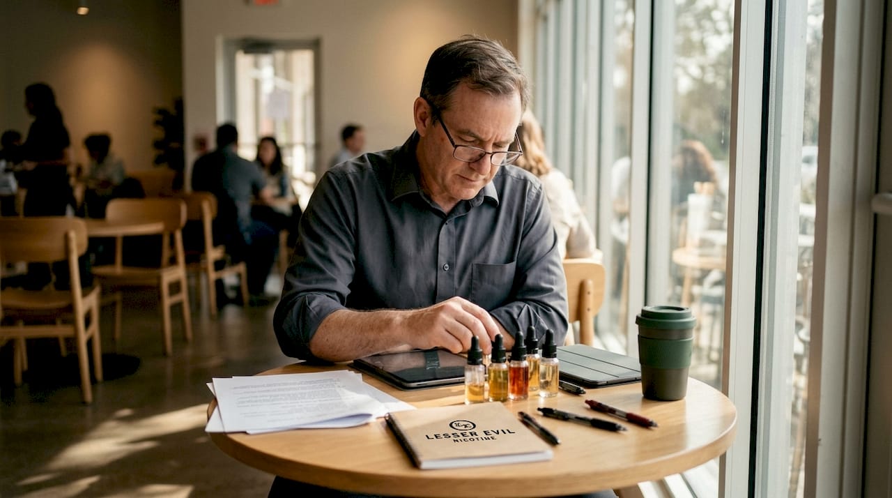Researcher examining nicotine flavour samples