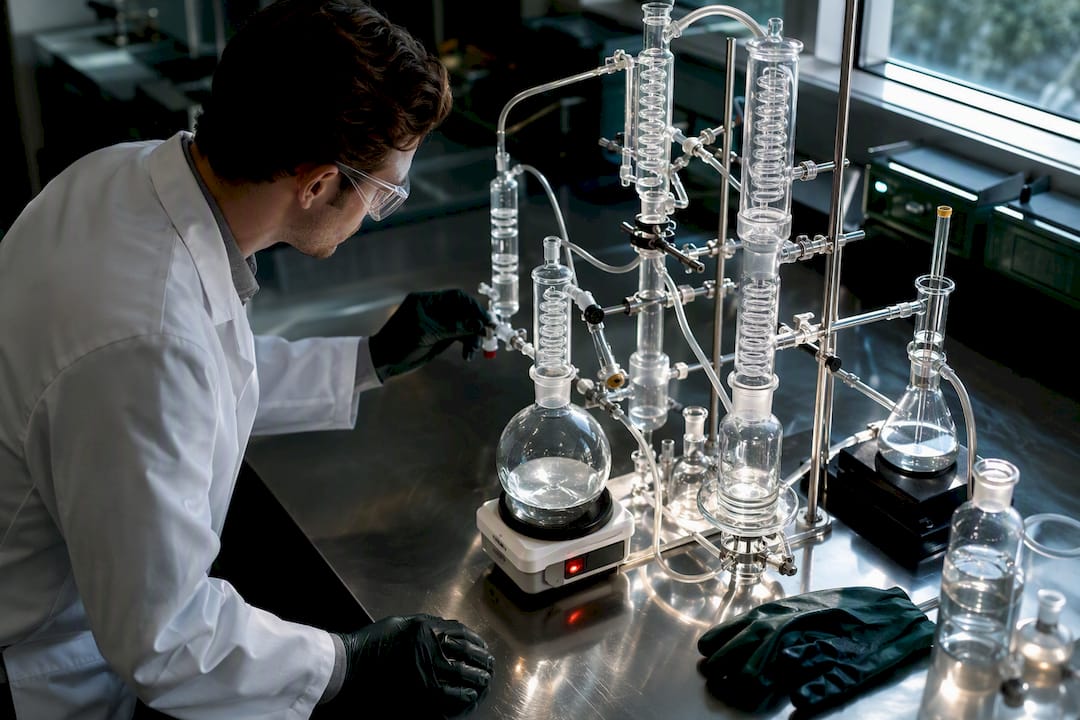 Pharmaceutical laboratory distillation apparatus