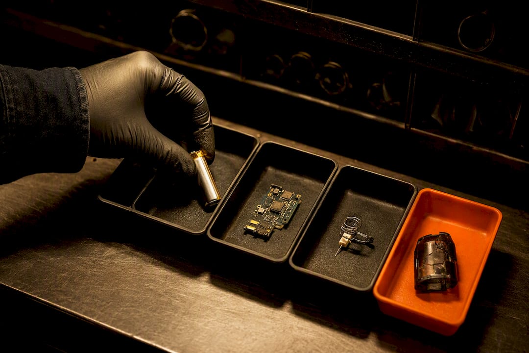 Nicotine device components sorted for recycling