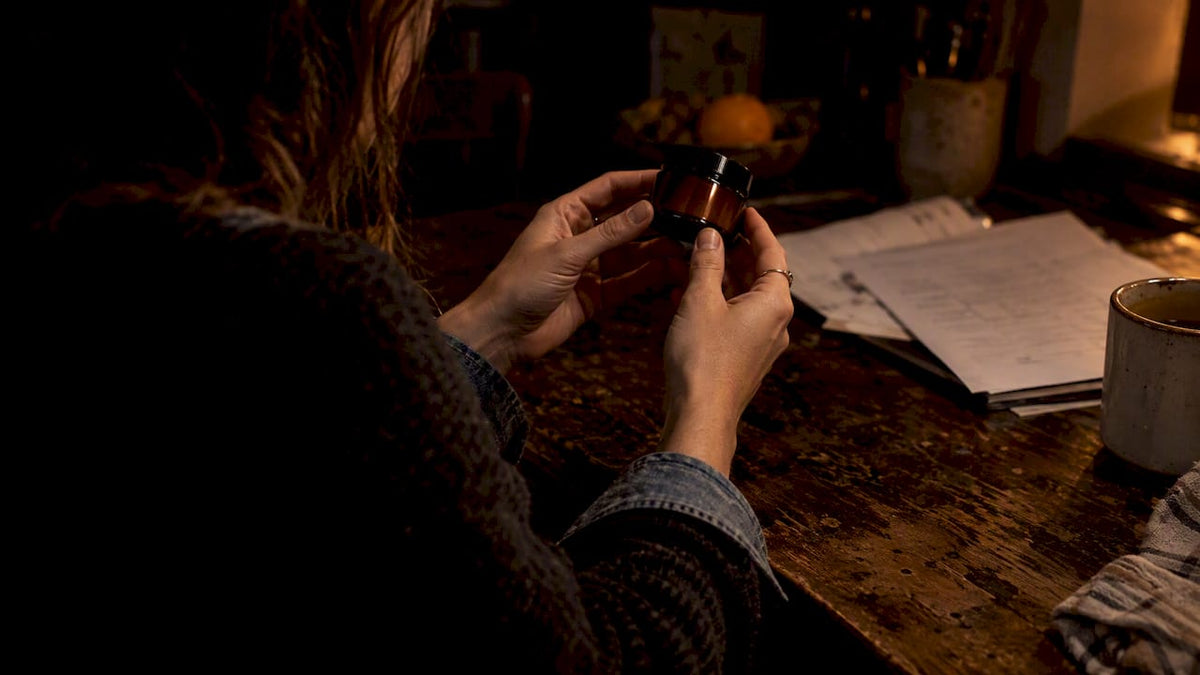 Hands checking nicotine gel ingredients